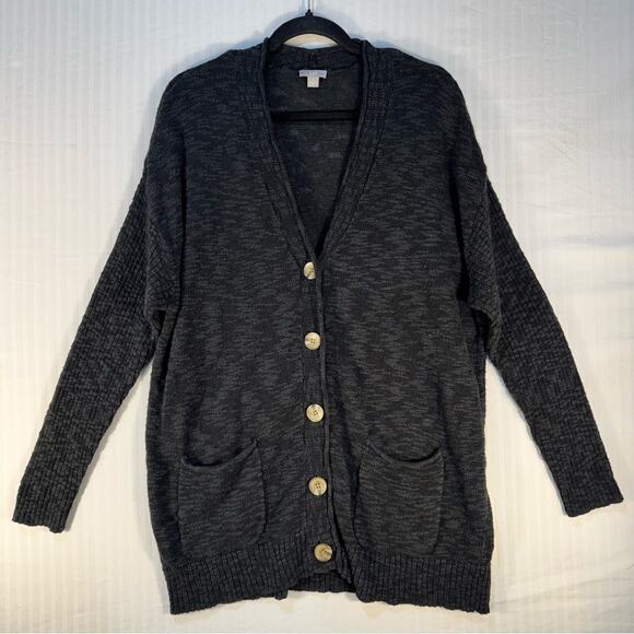 J. Jill Cardigan Sweater Long Slouchy Open Knit Burn-Out Style Women Size Large - Picture 1 of 6